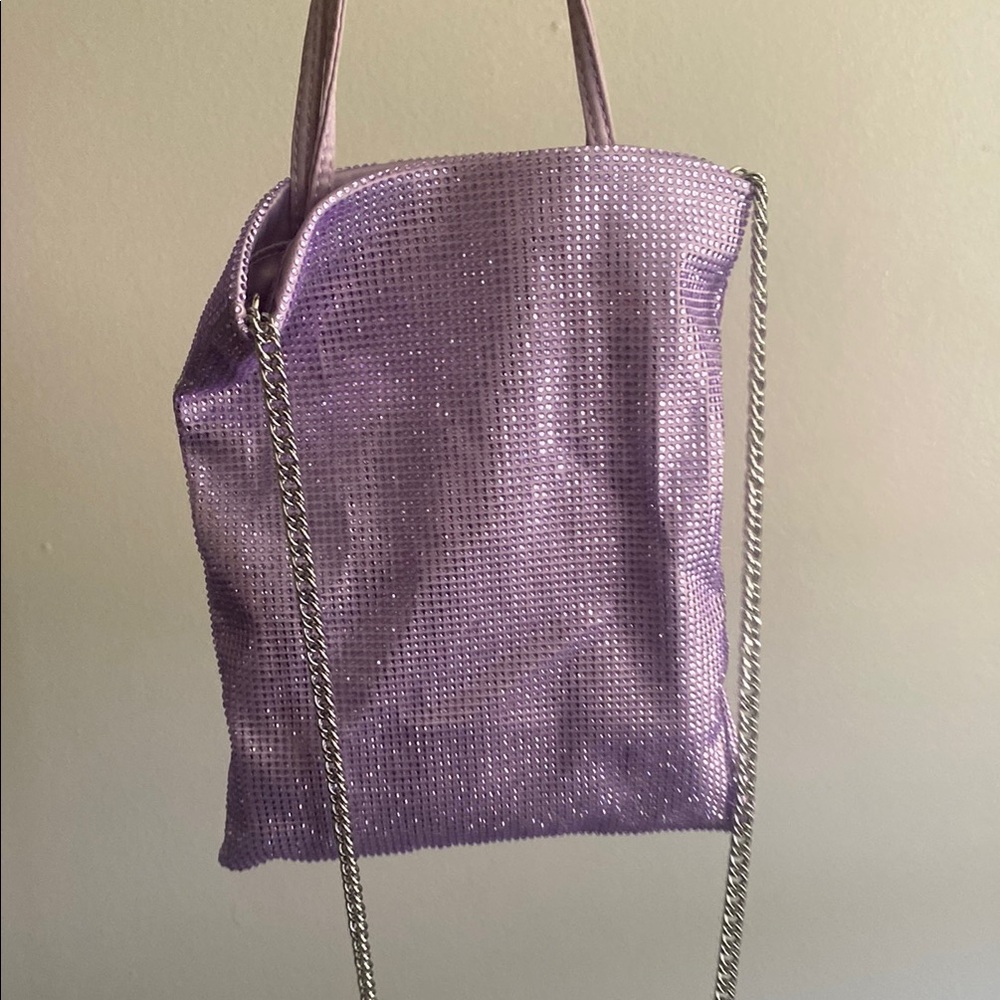 Zara Purple Tote Bag with Textured Fabric